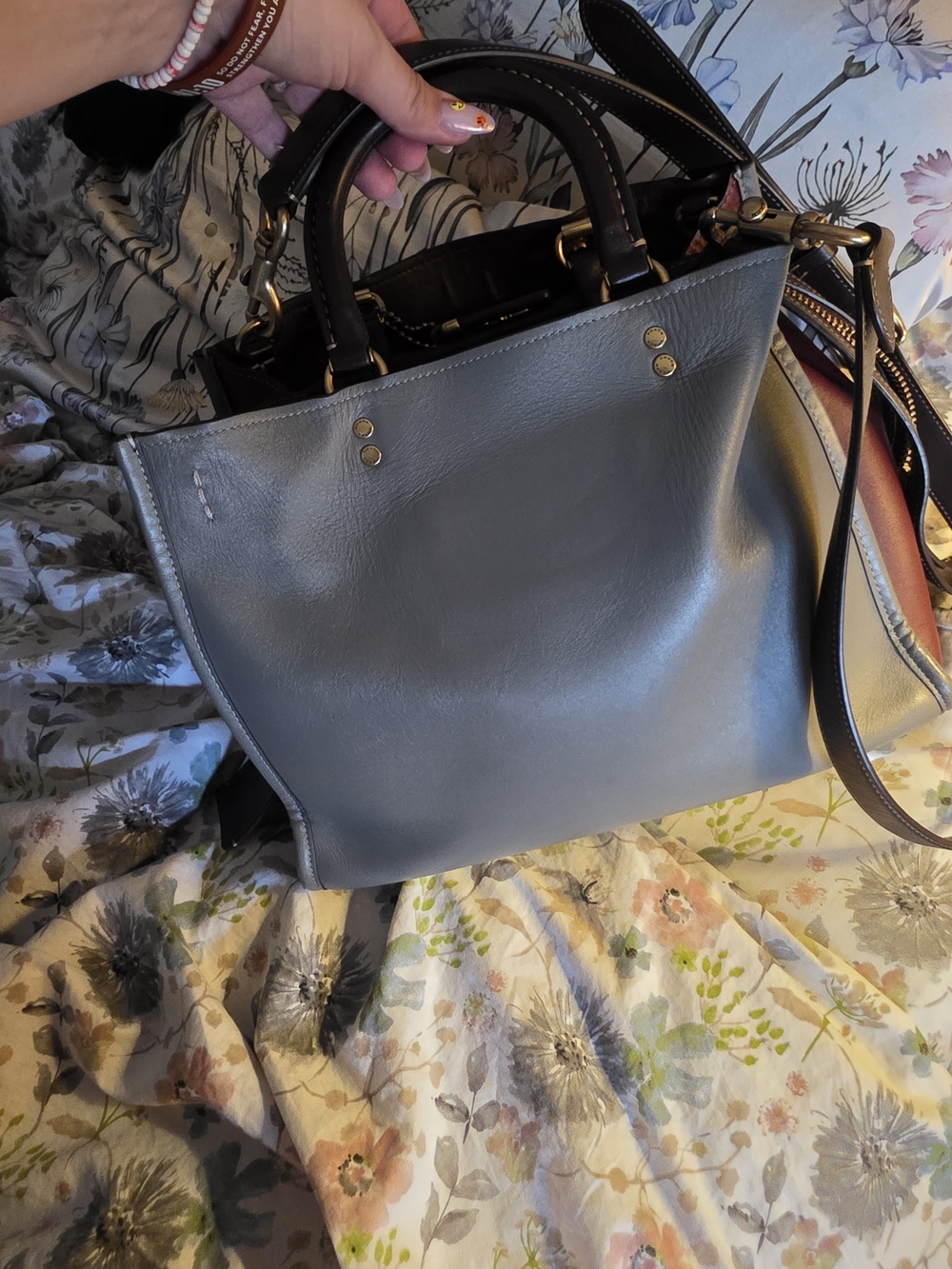 Coach Gray Colorblock Leather Rogue Bag - Picture 6 of 11